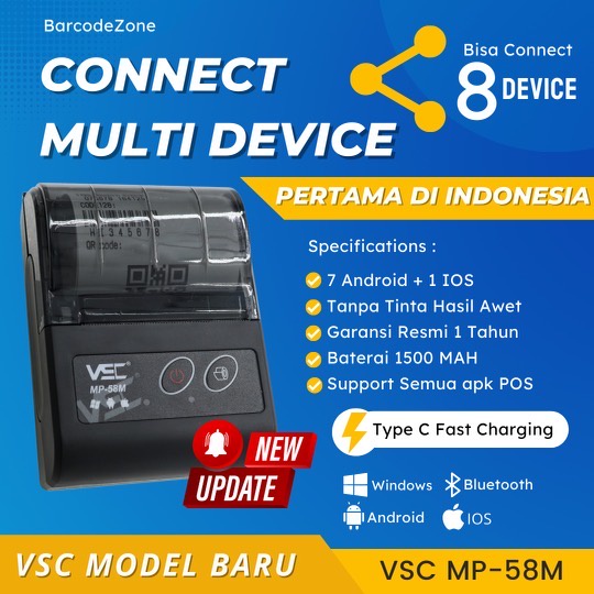 PRINTER KASIR THERMAL BLUETOOTH 58MM VSC MP-58M RPP02N