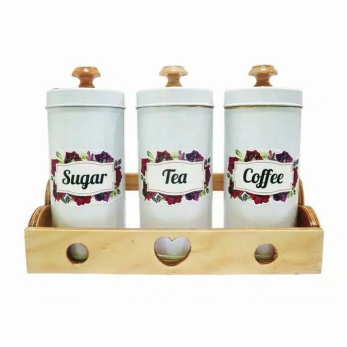 Tempat Gula Kopi Teh Canister Set Sugar Coffee Tea Set - Kuning