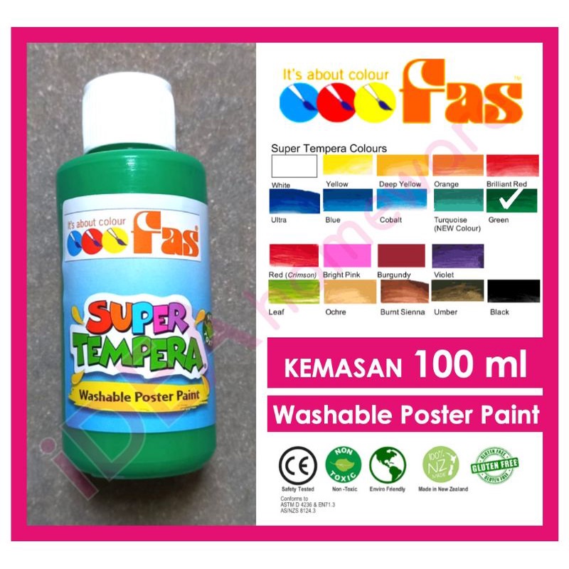 

Fas Super Tempera Green 100 ml Hijau Cat Air Poster Lukis Anak Impor