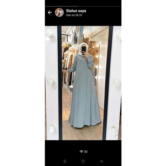 Dress setripe salur maxi imort diana dress kotak rempel miring import