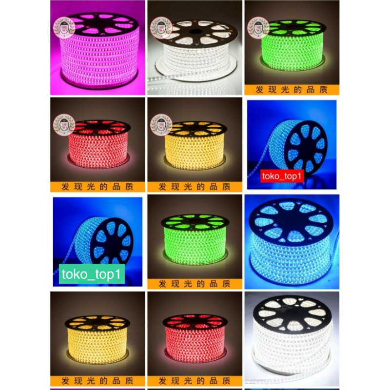 LAMPU LED STRIP SELANG 5050 SMD AC 220V METERAN (1M-100M) OUTDOOR AND INDOOR (LAMPU TIK TOK)