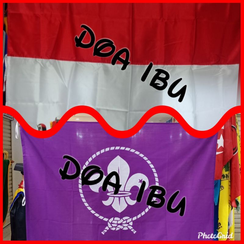 

best seller paket isi 2 bendera merah putih+bendera boyscout 90cm x 135cm ready stock