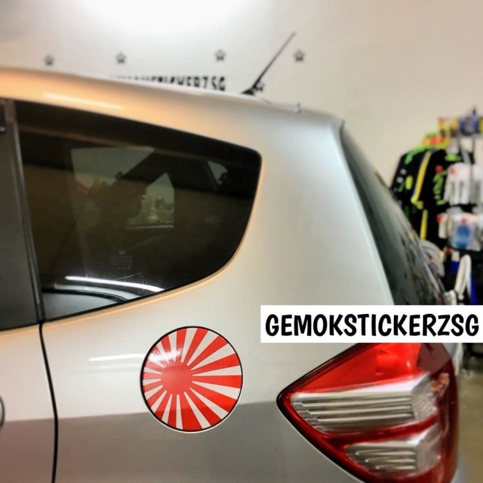 Sticker Stiker mobil fuel Tutup Bensin Bendera jdm racing sun bulat Elegan
