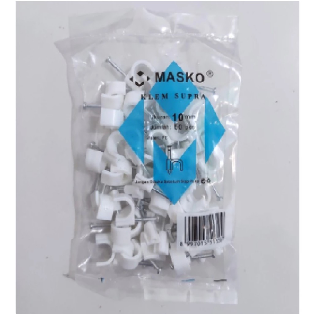 KLEM KABEL PAKU BETON NO 10 MM ( 50 PCS ) MASKO / CABLE CLIP LISTRIK