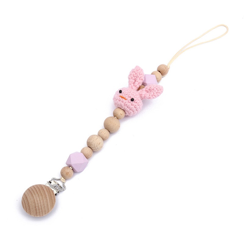 Mary Klip Rantai Manik Kayu Crochet Kelinci Holder Dot Empeng Bayi DIY