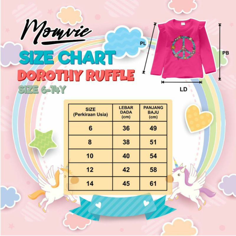 Dorothy ruffle 6-14Th/Kaos rumple junior/Kaos anak perempuan