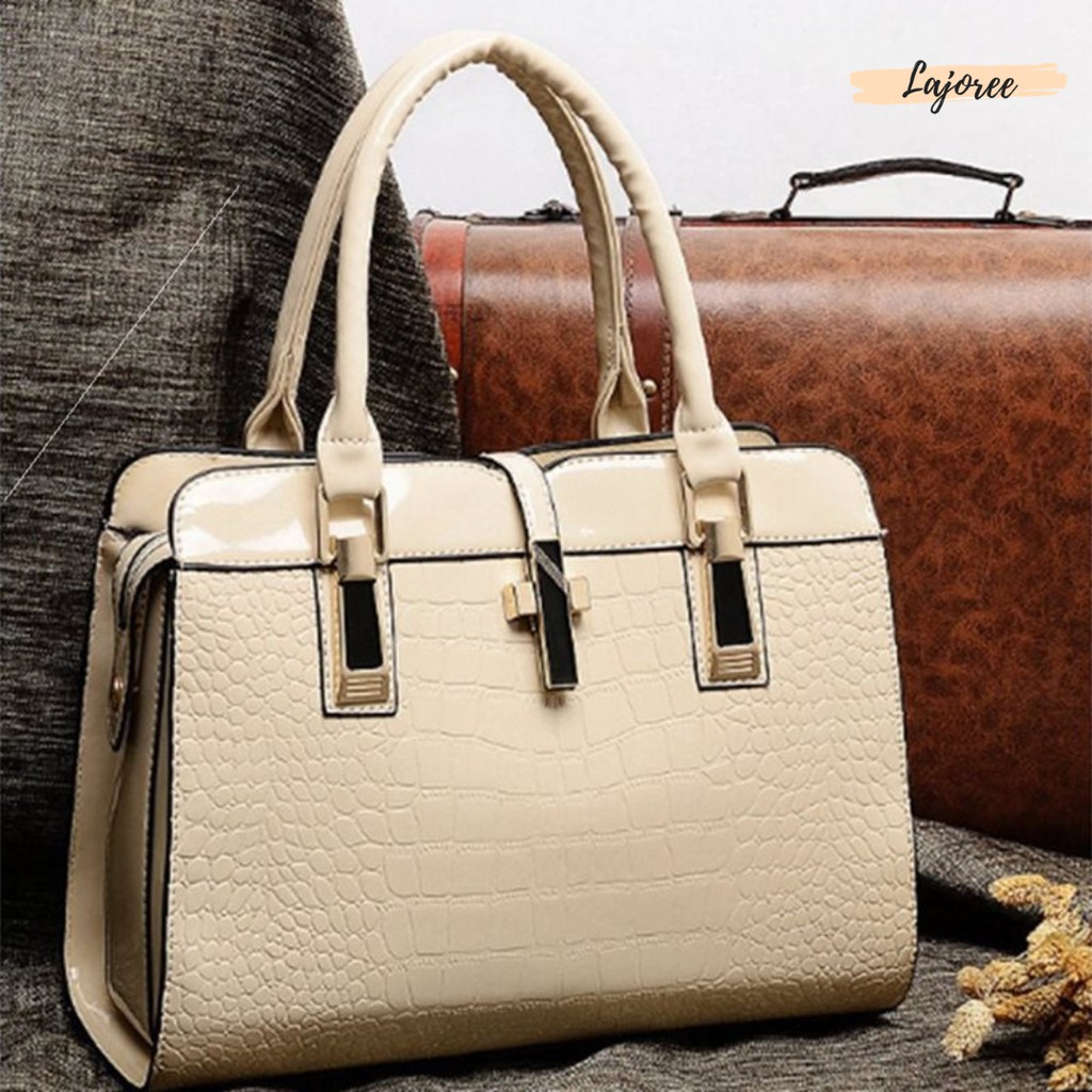 LAJOREE Croco Handbag Tas Branded Croco Bag Mewah Import HandBag Pesta Jinjing Ibu Ibu Wanita Besar Jumbo Tas Hand Bag Kasual Crocodile import impor batam kulit tebal cewek cewe jinjing selempang formal wanita ibu pejabat crocobag slempang fashion