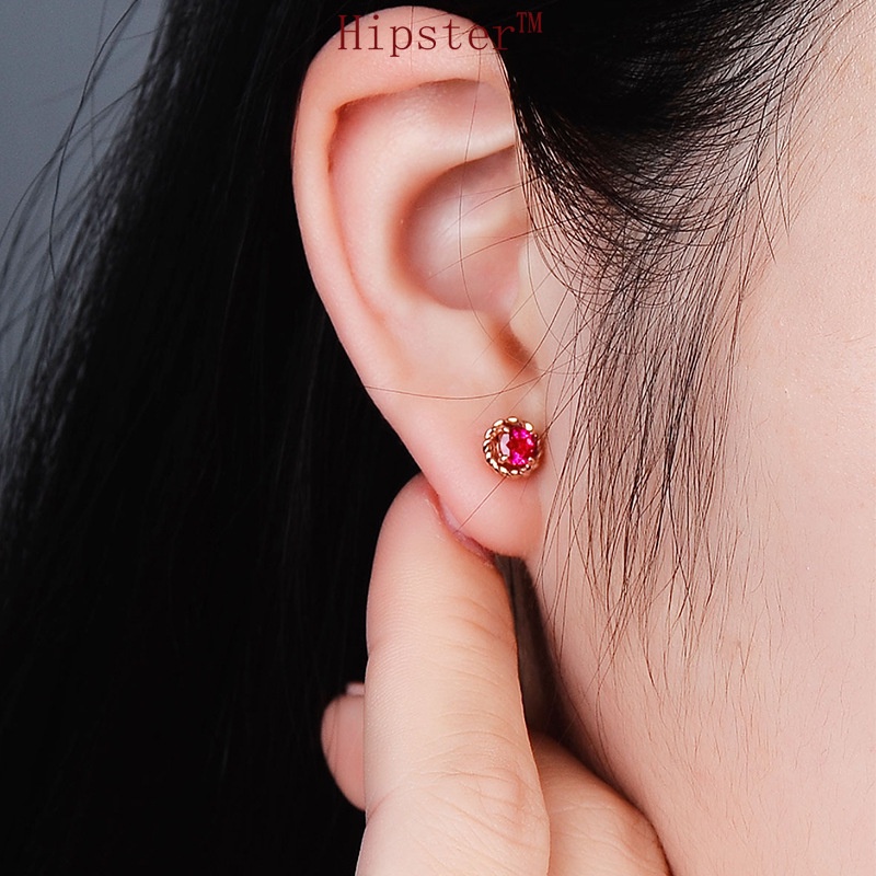 Hot Sale Simple Fashion Classic Red Crystal Rose Stud Earrings