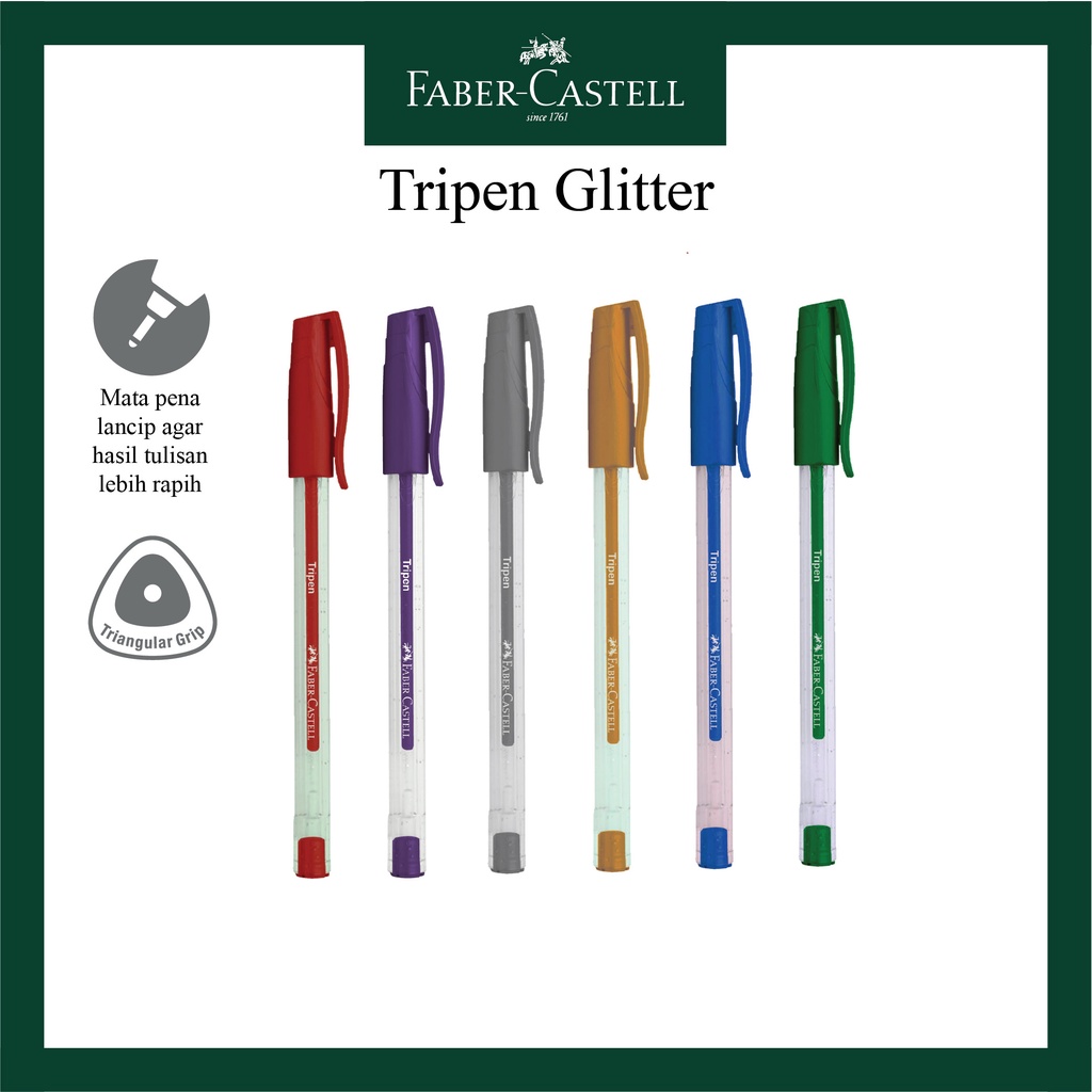 

Paket Pulpen Tripen Glitter Faber Castell Pouch Isi 6 Warna