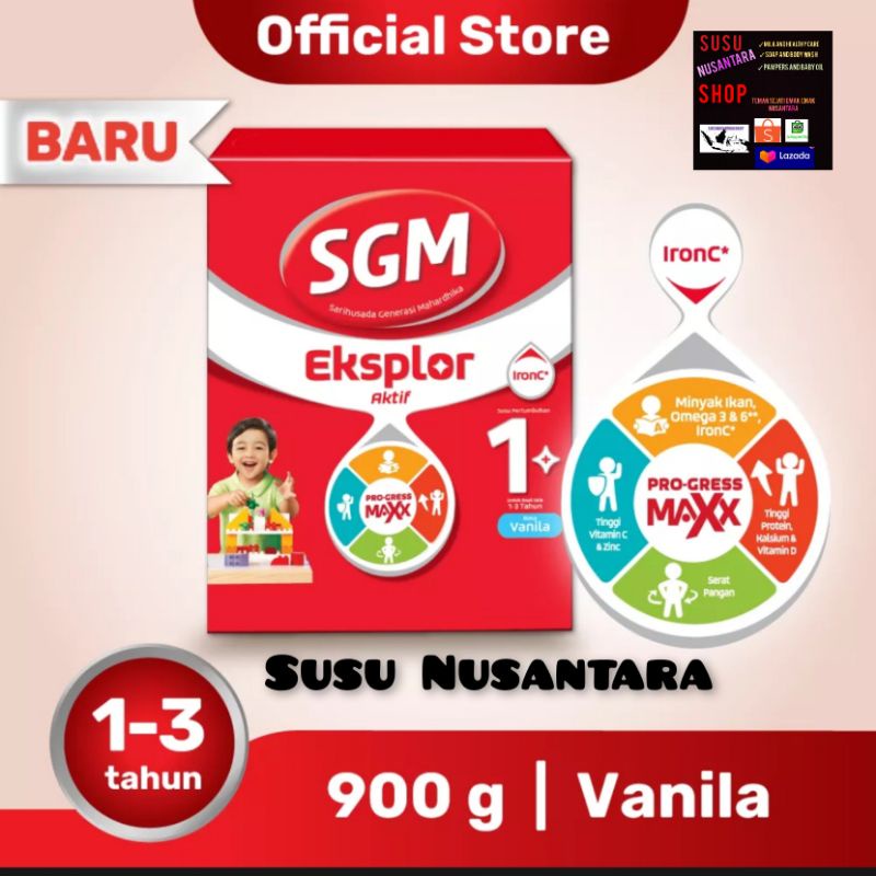 SGM Eksplor 1+ Vanila 900 gram usia 1-3 Tahun | sgm vanila | sgm 1 plus vanila
