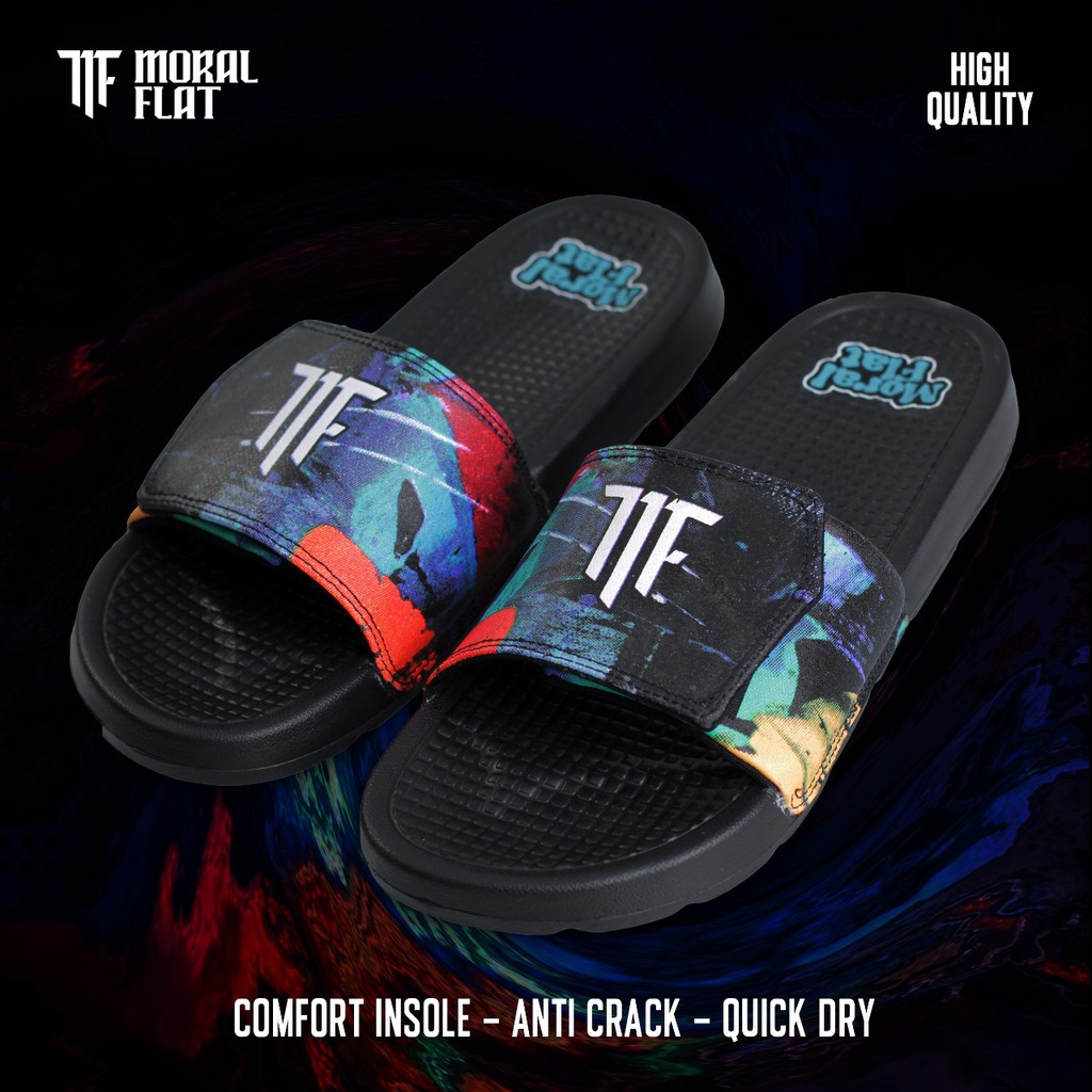 Moral Flat Sandal Slop Abstrak-Velcro-Artwork Canvas Series-Full Color-4