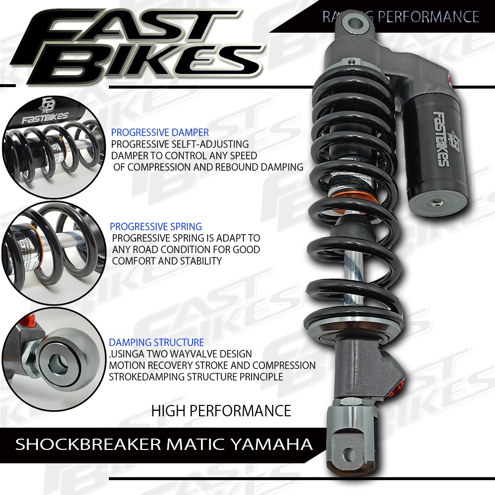 SHOCKBREAKER FASTBIKES PREDATORS/WP MATIC UNIVERSAL TABUNG ATAS BLACK SERIES