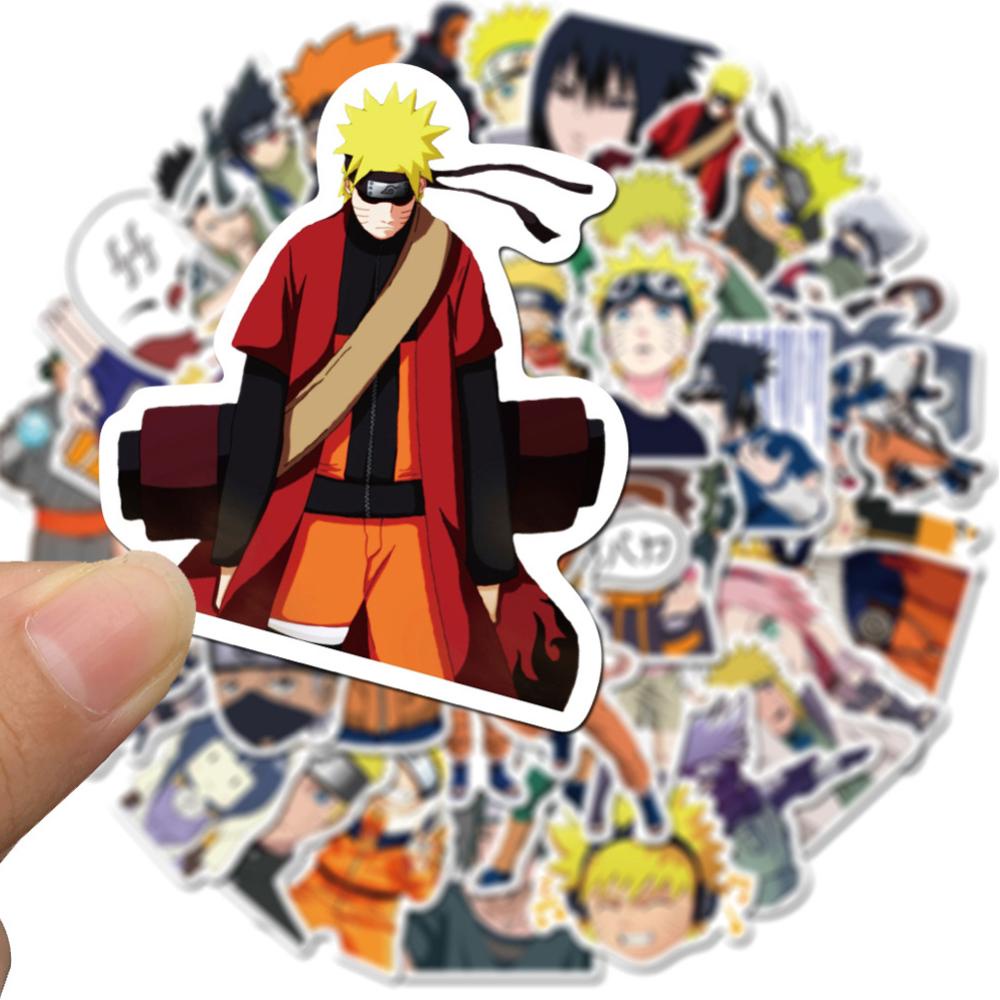 Timekey 50pcs / Pak Stiker Motif Kartun Anime Naruto Anti Air Untuk Skateboard / Motor / Gitar / Koper / Laptop / Sepeda A2K1