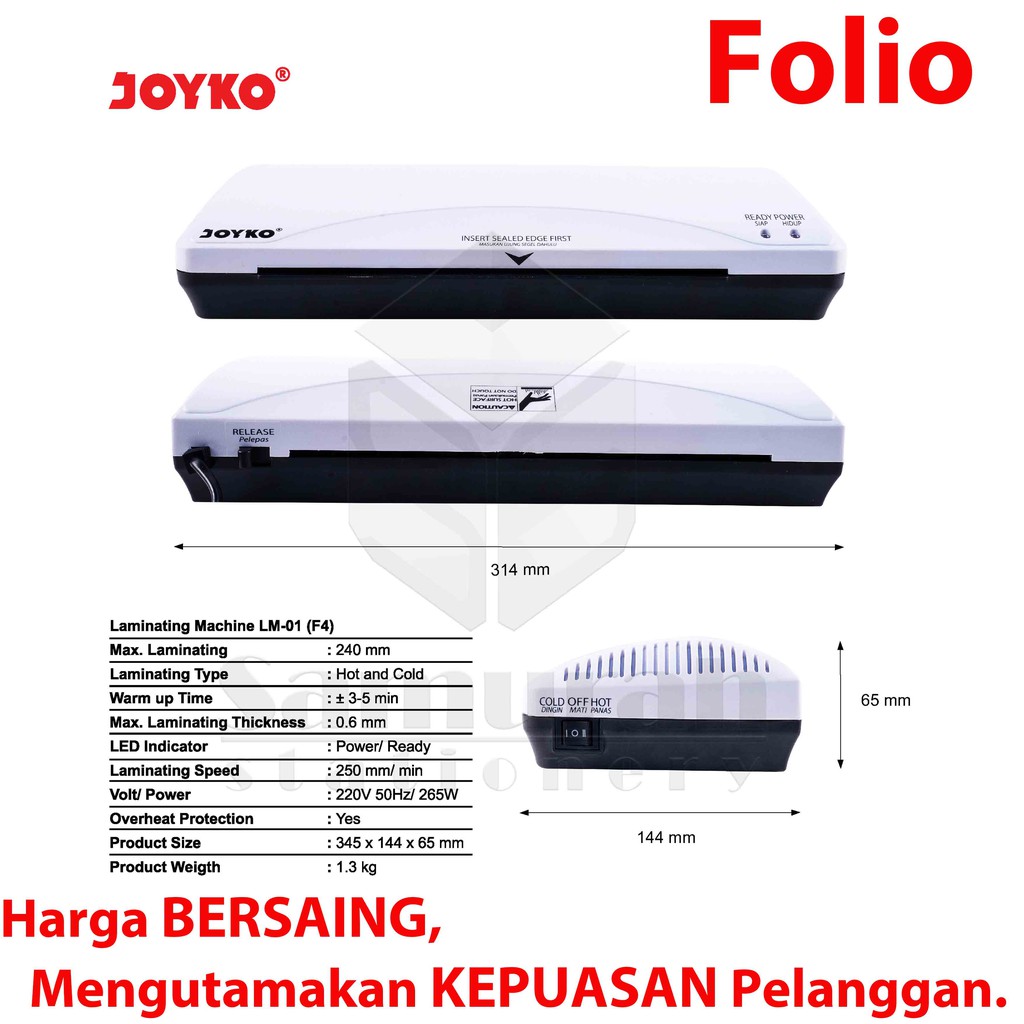 

Mesin Laminating Folio F4 - A4 - A3 Joyko LM 03 / Laminator Size LM 01 / Press KTP
