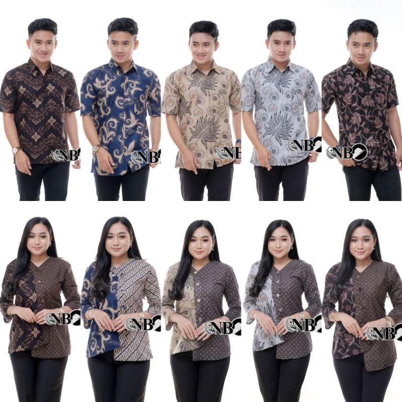 Batik Couple Modern Atasan Blouse Batik Kerja Kantor Wanita Seragam Batik Wanita Dan Pria M L XL XXL