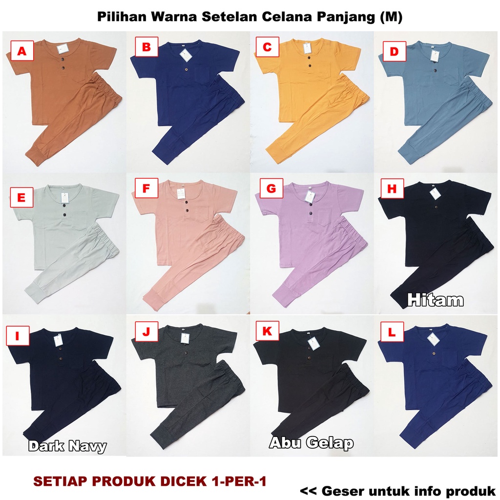 Setelan Baju Anak Celana Panjang (M) Setelan Kaos Polos Anak Berkualitas