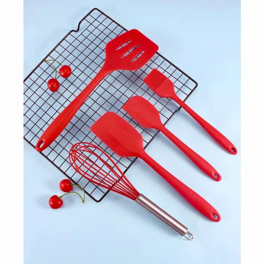 SP51- Set 5 in 1 Kitchen Tool Teflon Spatula Silikon Tahan Panas-Peralatan Masak Serbaguna