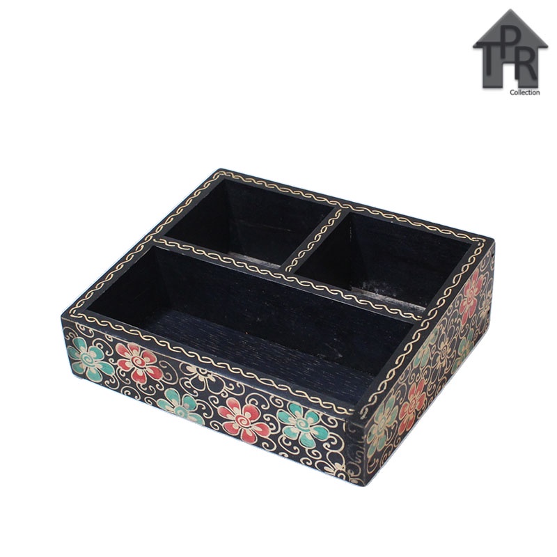 Tempat Sachet Gula Kopi / Amenities Tray Miring 18x15cm. Kayu Batik - Part-1