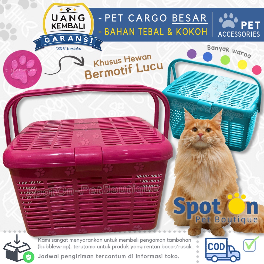 Keranjang Hewan Ukuran Besar Motif Lucu | Kucing Anjing Kelinci | Pet Cargo Carrier Kargo Rio Malvin