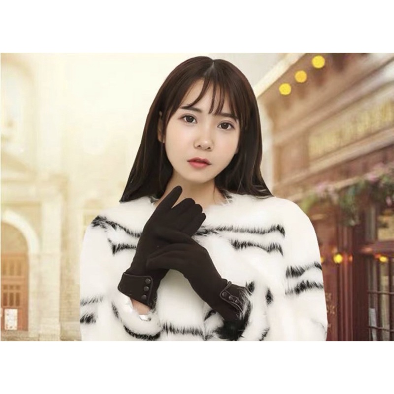 Sarung tangan motor wanita winter gloves import korea kancing musim dingin cewek fashion