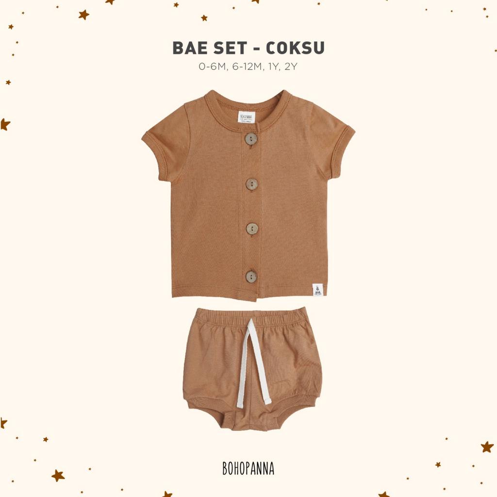 [TOMS] BOHOPANNA (1pcs) Bae Set / Stelan Baju Bayi Tangan Pendek Celana Pendek Unisex (0-2 Thn)