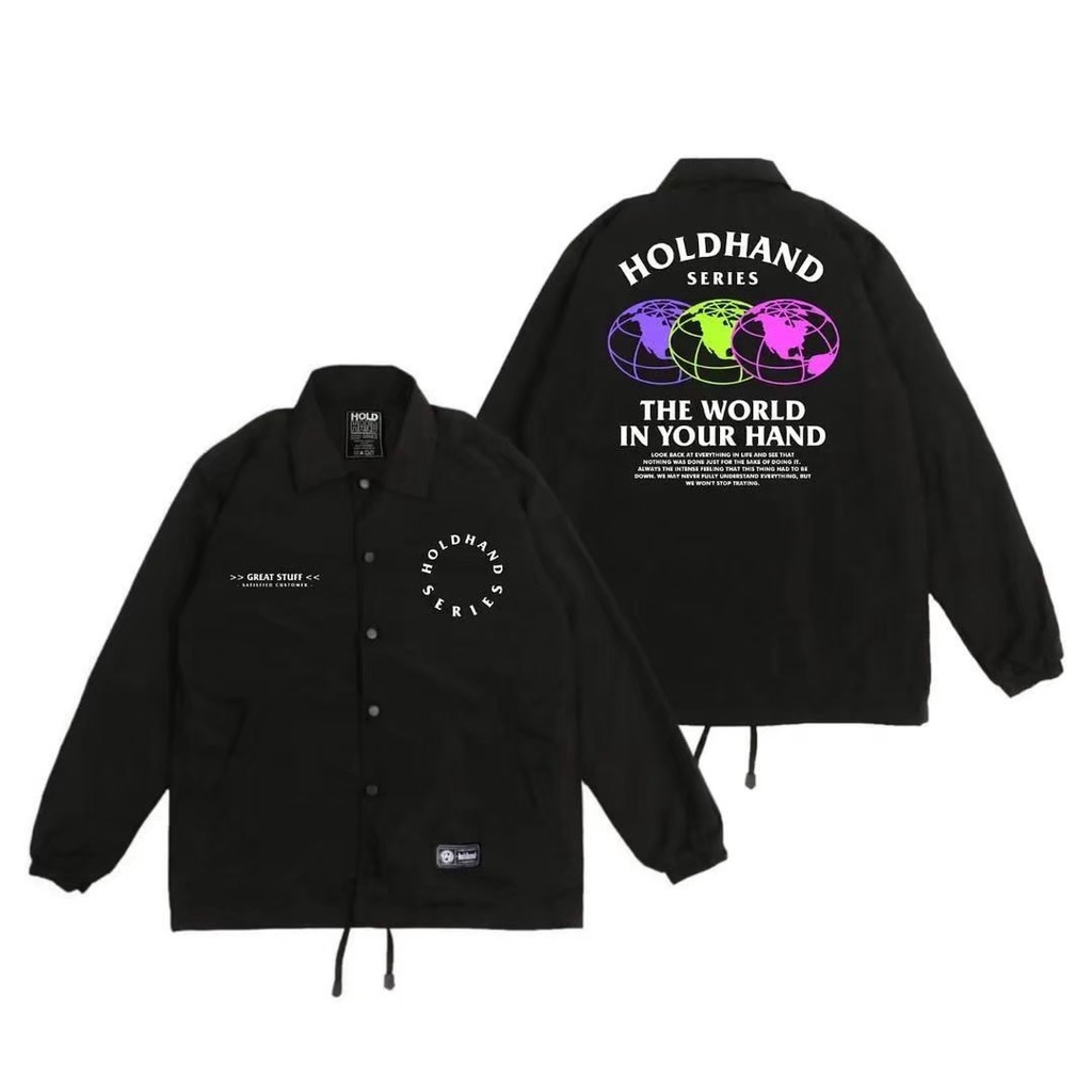 Jaket Coach Distro Bandung Parasut Motor Cycle Black Authentic Quality