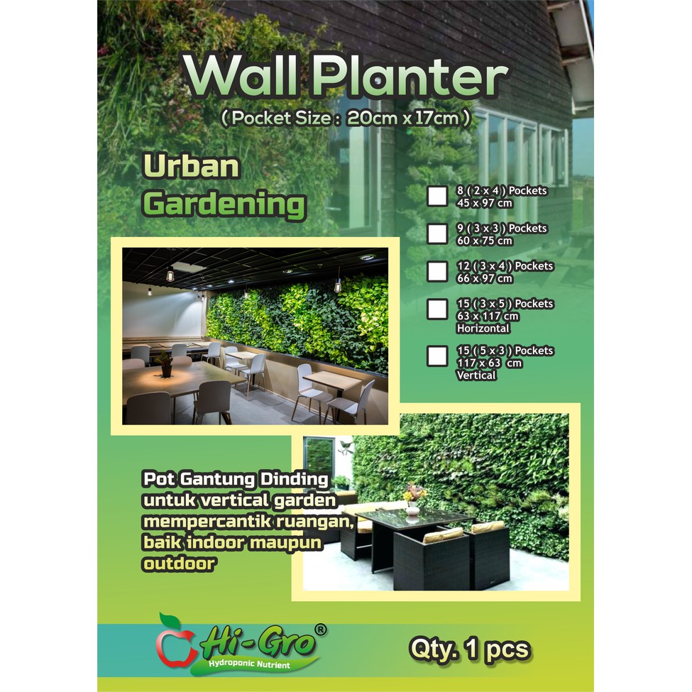 wall planter 15 pockets VERTIKAL pot dinding HIGRO