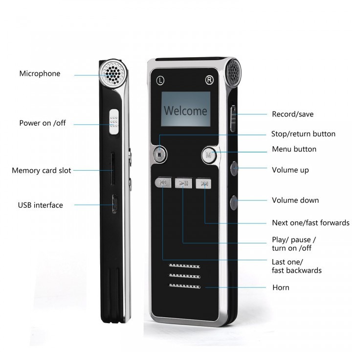 Perekam Suara Digital SK303 Super Slim Digital Voice Recorder HD Alloy - 8GB