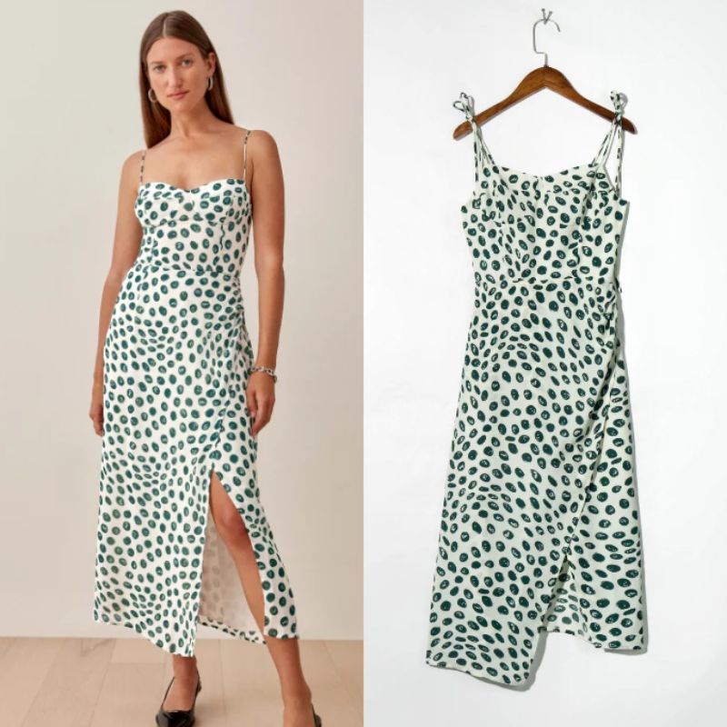 White Front Slit Summer Midi Dress  65709 (SALE)