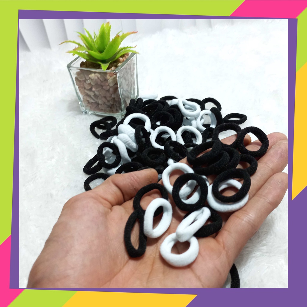 1626 / Ikat rambut wanita donat mini isi 100pcs / Karet rambut kunciran donat tebal Korea