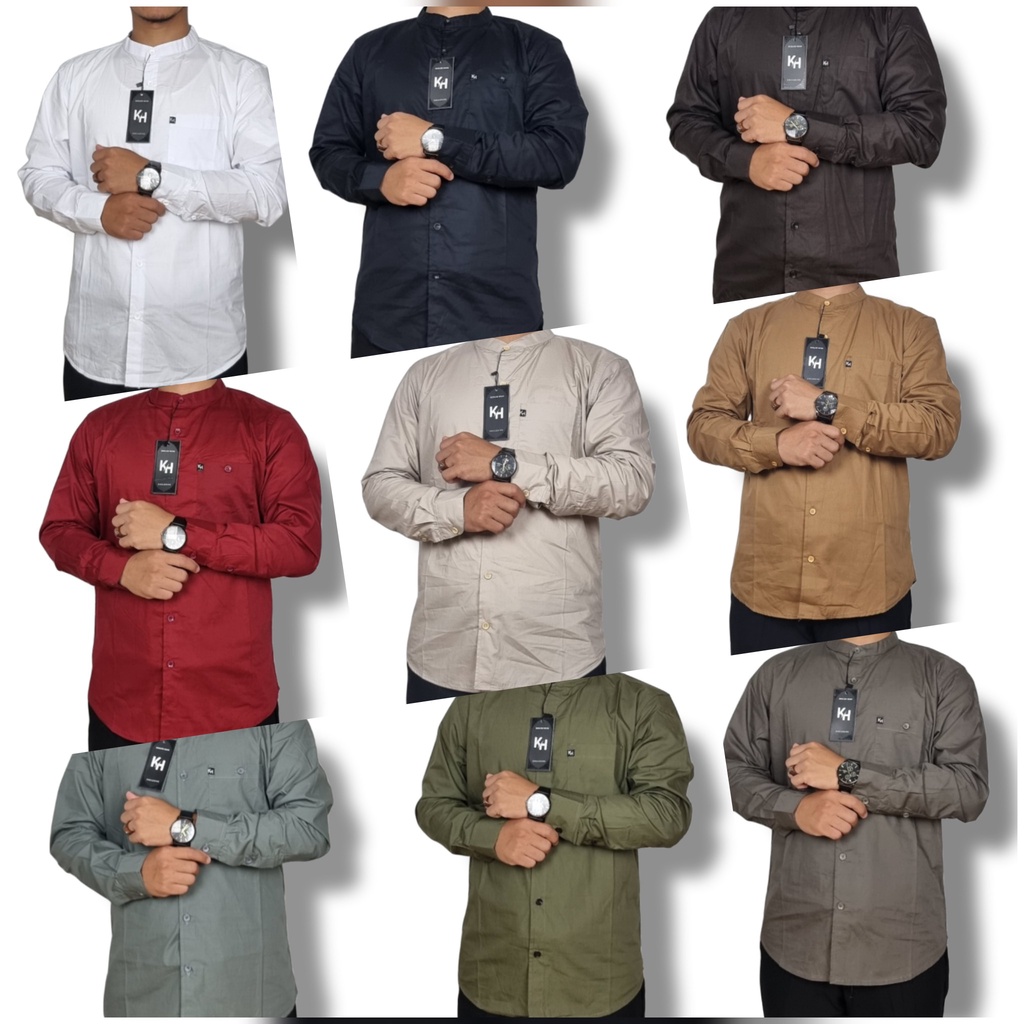 Kemko KH Kemeja Koko Pria Lengan Panjang Polos Katun Poplin High Quality