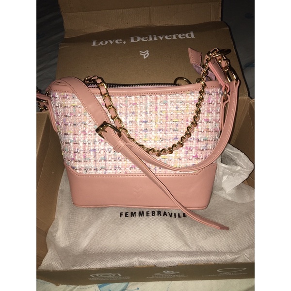 NEW KARA TWEED BAG PINK FEMMEBRAVILE / JUAL RUGI