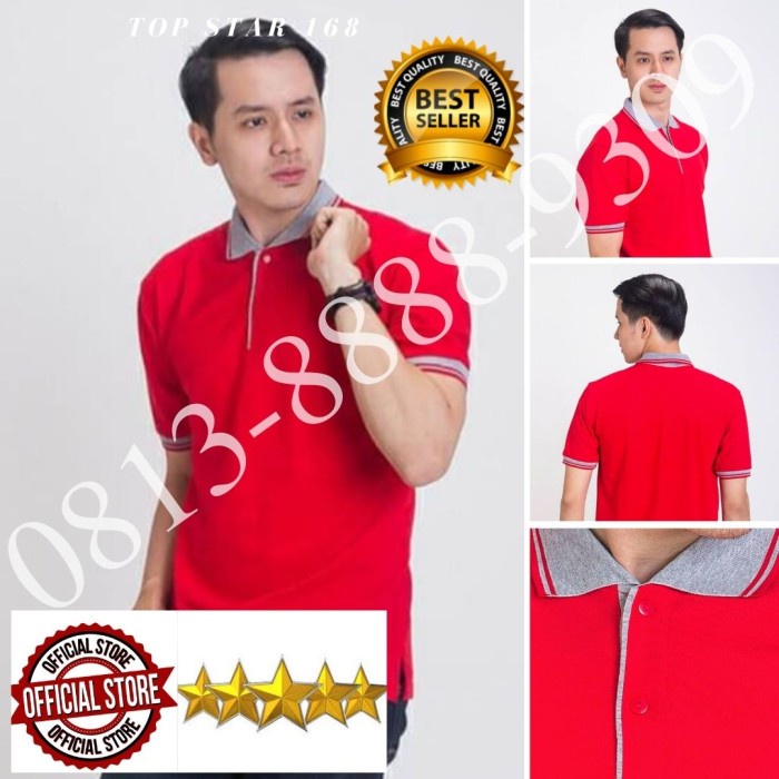 TERLARIS Kaos Polo Shirt Polos merah kerah abu/kaos kerah pria/baju kerah/polo