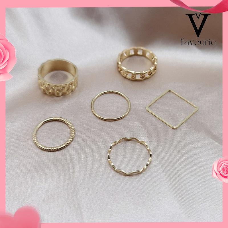 [COD]4pcs / Set Cincin Jari Telunjuk Bentuk Geometris Gaya Retro Untuk Wanita-FA