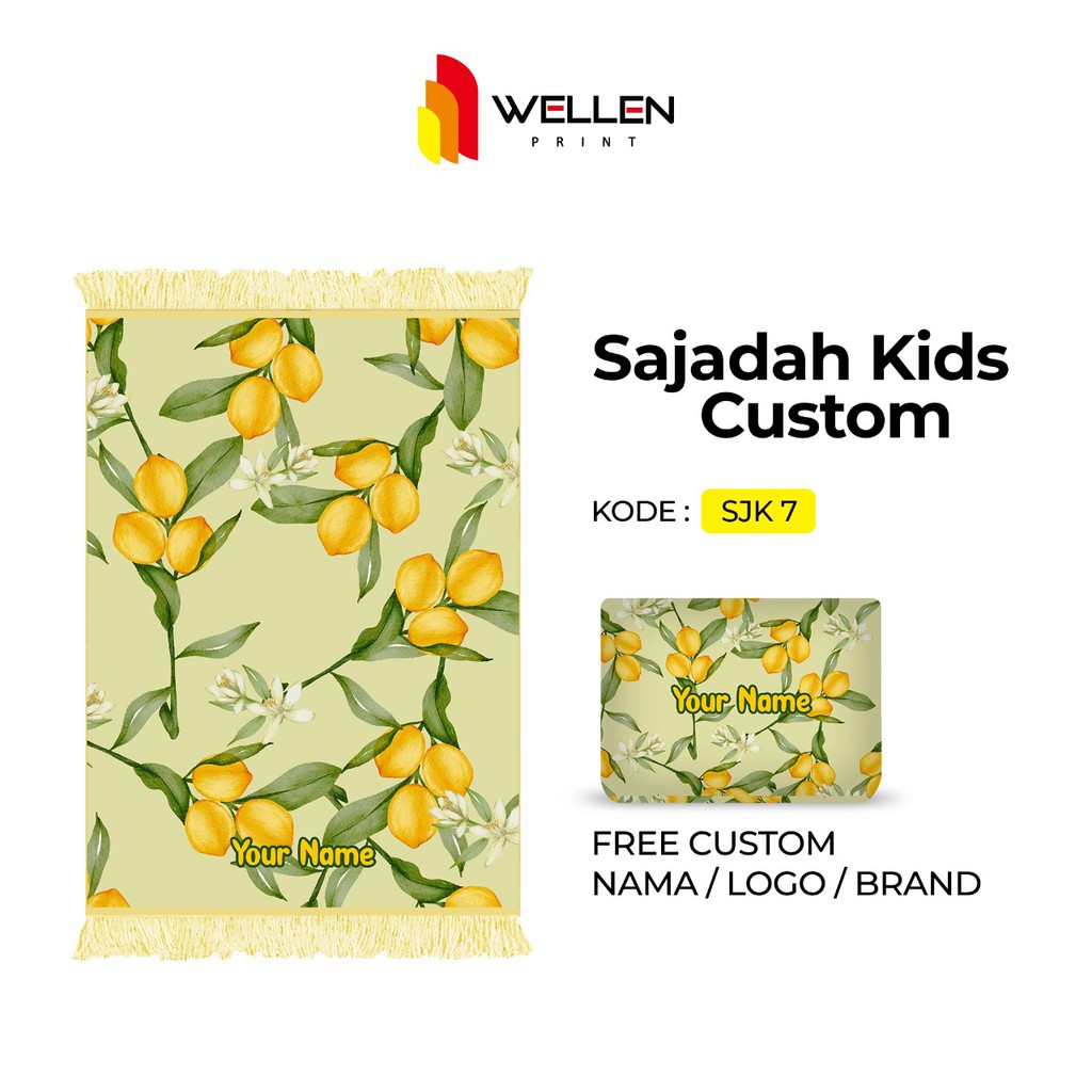 WELLEN PRINT - Sajadah custom print nama / cetak sajadah dan pouch ukuran kecil untuk anak-SJK 7