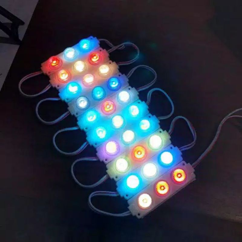 lampu led 3 mata RGB jumbo 12 volt variasi lampu kolong mobil bus truk neonbox