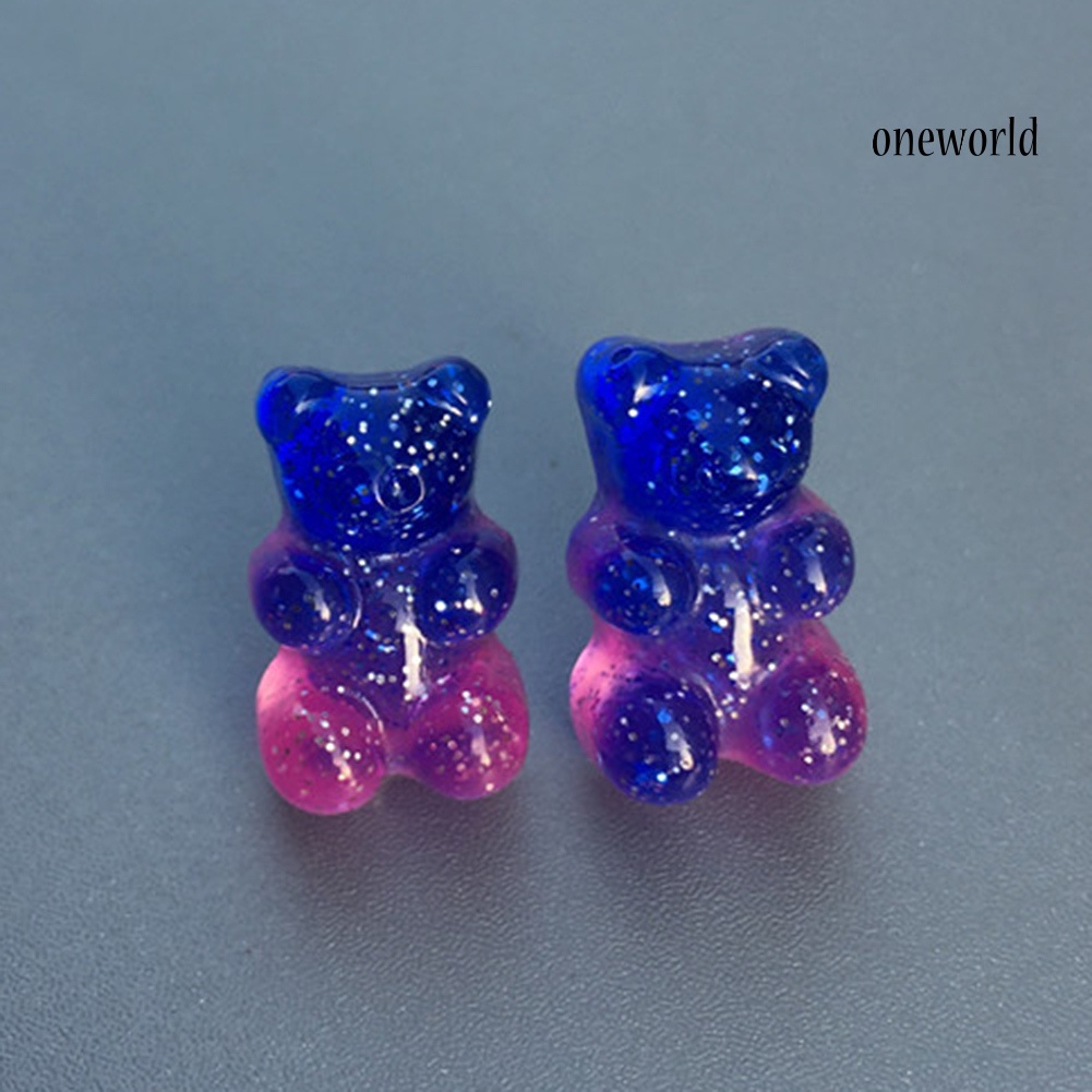 OW# Fashion Women Candy Color Cartoon Gummy Bear Ear Stud Earrings Jewelry Gift