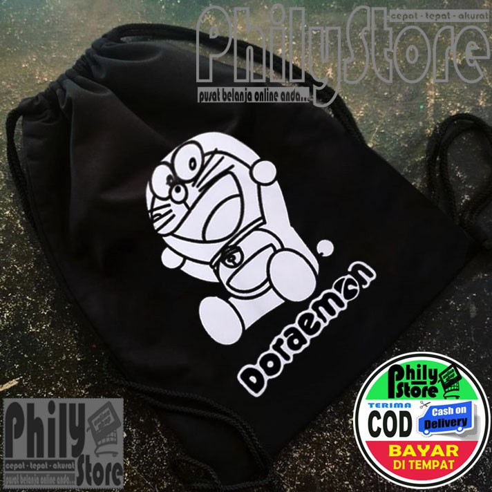 NEW STRINGBAG / TAS SERUT Doraemon / Drawstring / Tas Tali / Tas Stringbag Gym Olahraga Bisa COD