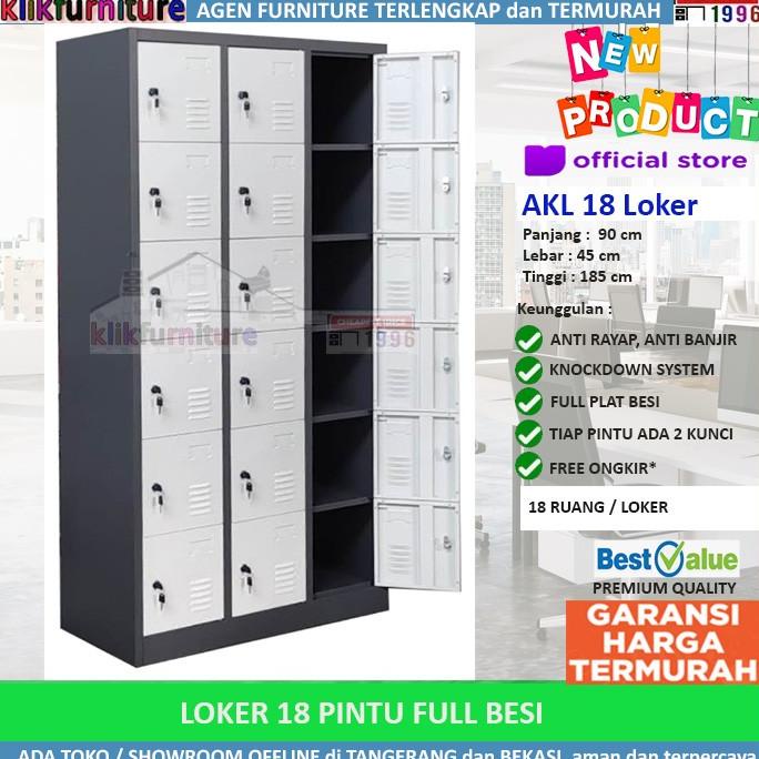 

[[COD]] Lemari Loker Locker Cabinet 18 Pintu Full Besi LK18 OBRAL Kode 292