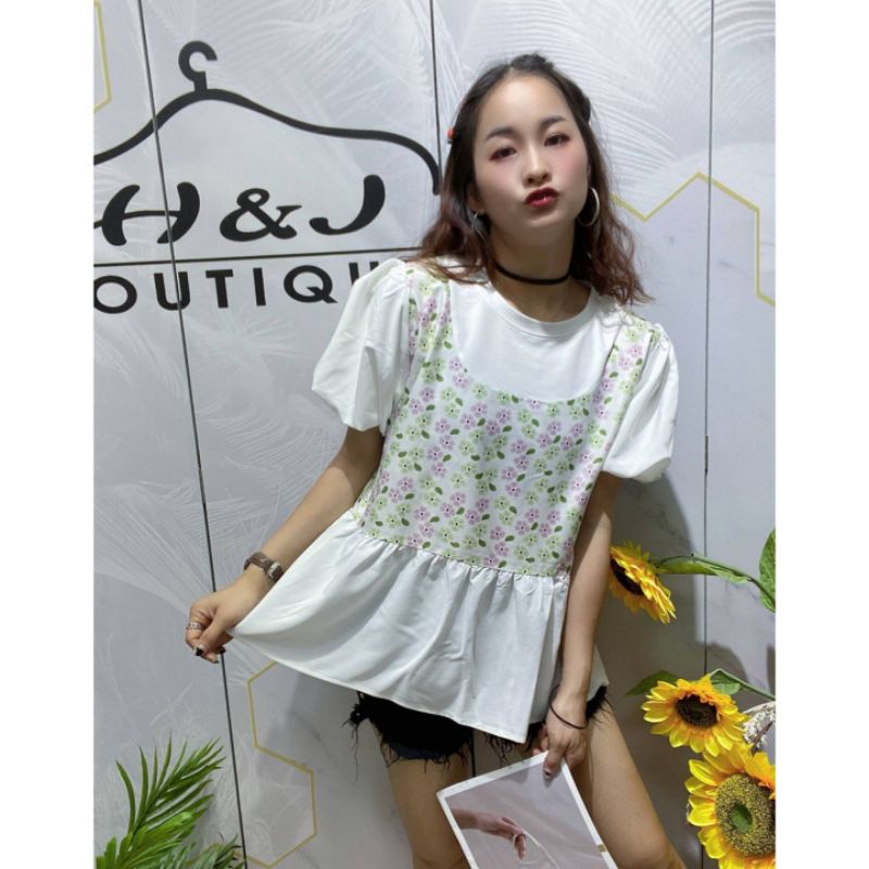 ATASAN KAOS HJ BUNGA PEPLUM IMPORT BKK/BANGKOK