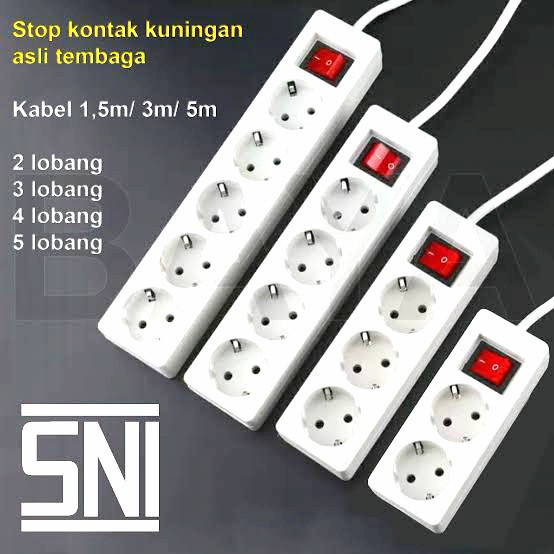 Stop Kontak Terminal Listrik Saklar SNI 1.5 , 3 , 5 Meter 2 , 3 , 4 , 5 Lubang