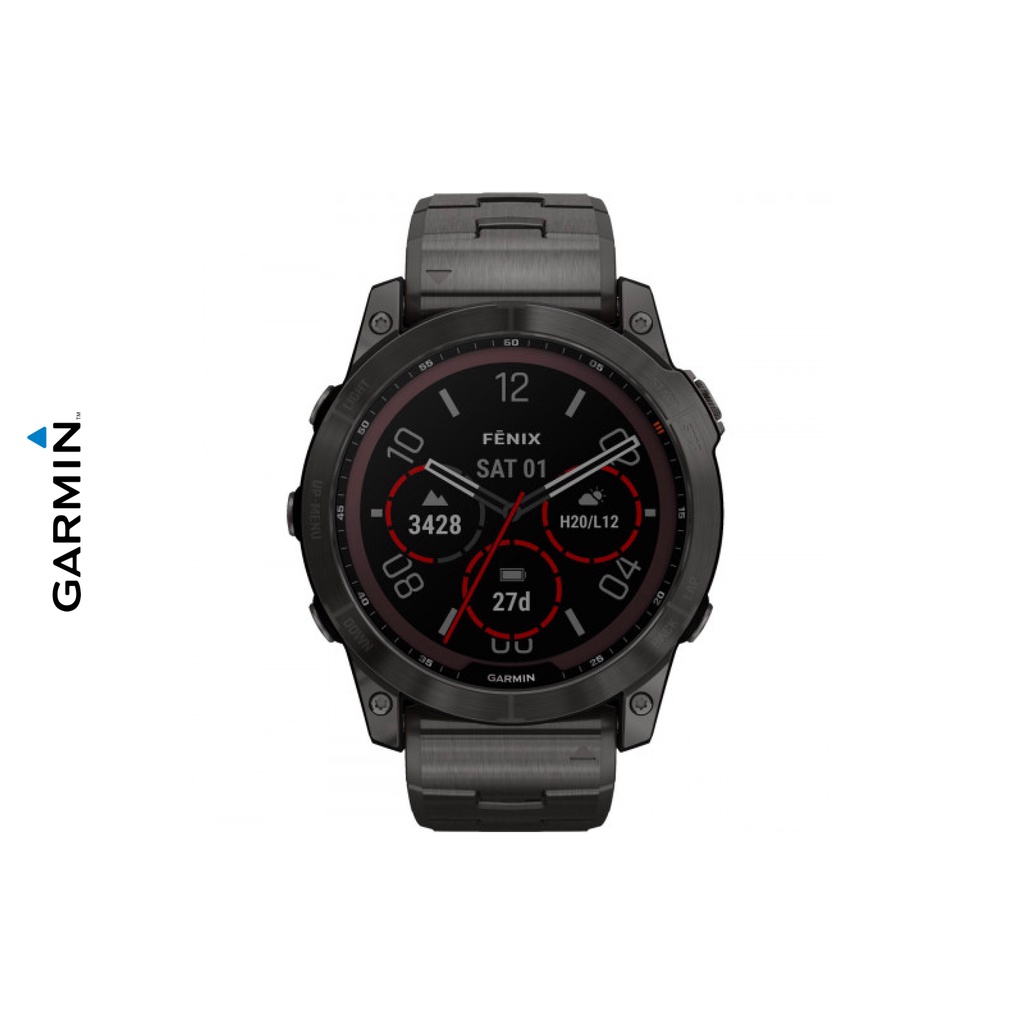 Garmin Fenix 7X Solar Sapphire Carbon Gray Titanium Metal Band