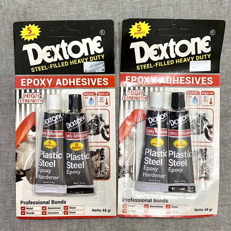 Decxtome Plastic Steel 5 Menit Epoxy Adhesives 48 GR/ LEM HANDSOME / Dextone Lem Besi Epoxy Plastik Steel 5 Menit