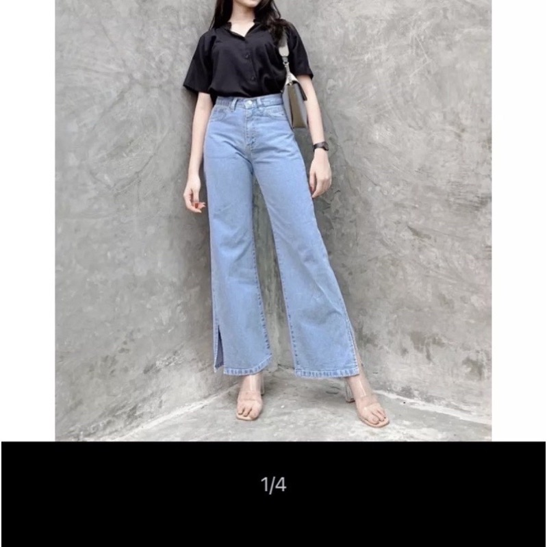 ❤️CELANA JEANS WANITA /KULOT KAKI BELAH SAMPINNG //KULOT EONNI PREMIUM TEBAL 13 OZ❤️