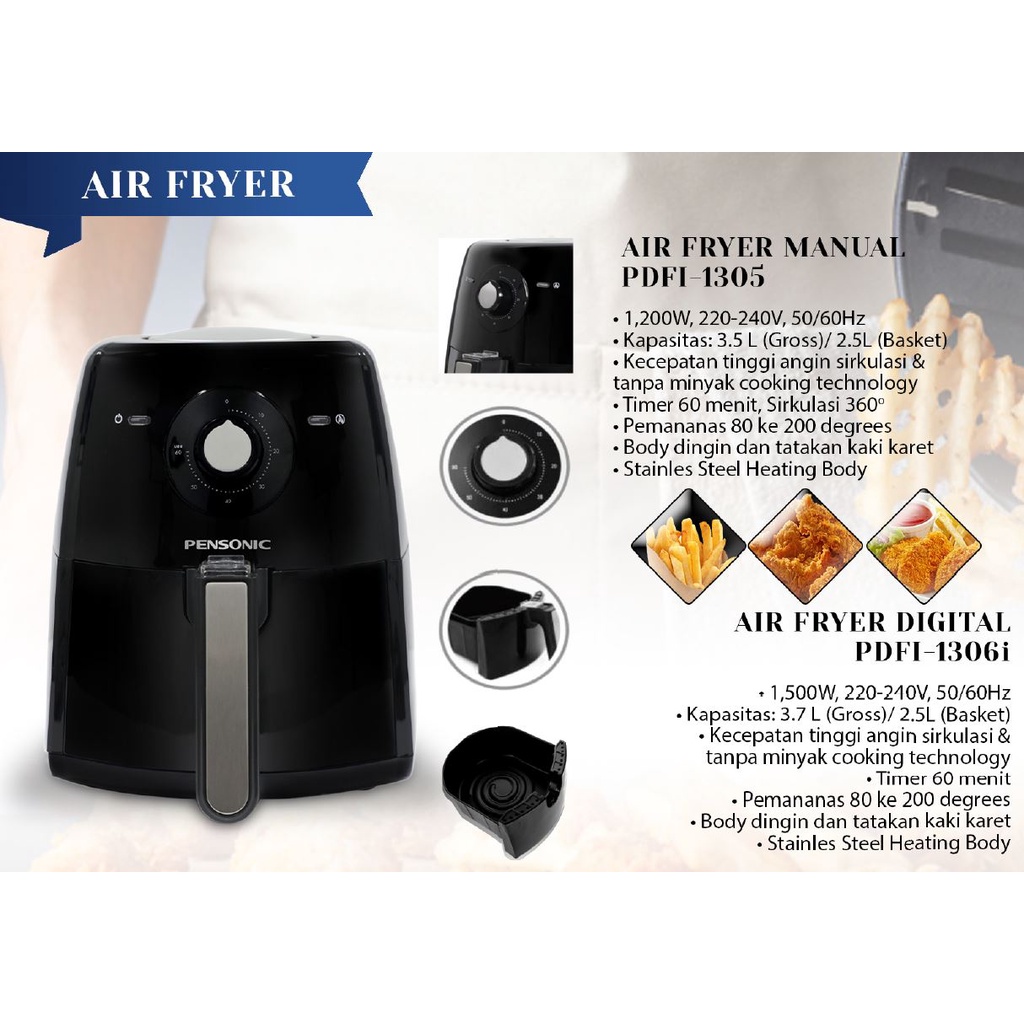 Pensonic Air Fryer Kapasitas 3.5 Liter - Garansi Resmi