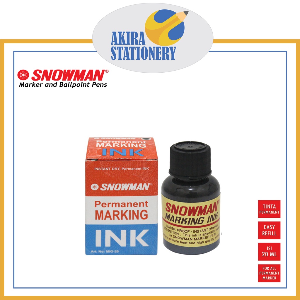 

Isi Ulang Tinta Spidol Permanen SNOWMAN MIG 20 ml / INK Refill Permanent Marker SNOWMAN MIG-20 ( PCS )