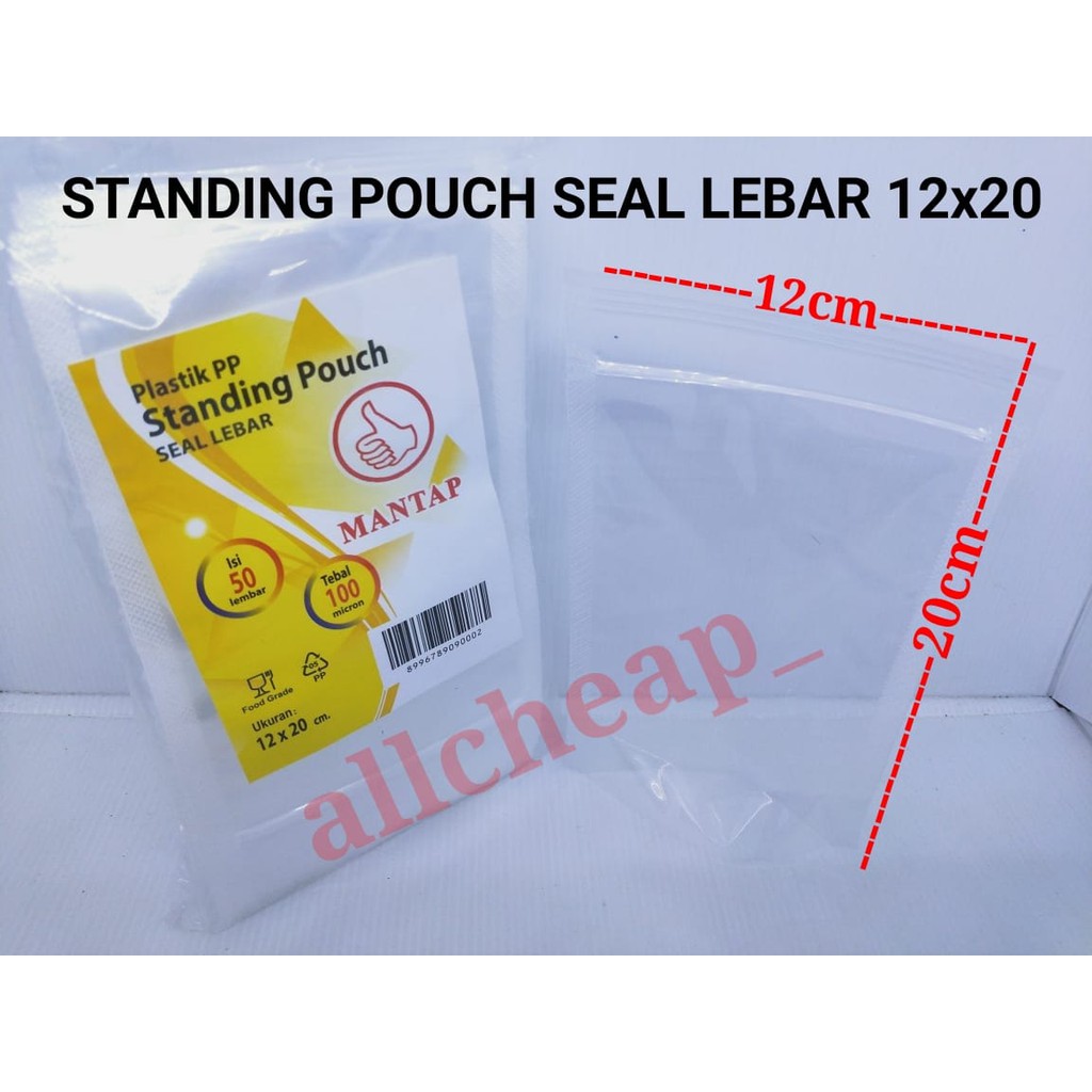 isi 50PCS PP STANDING POUCH MANTAP 12x20 SEAL LEBAR PP KLIP BENING BERDIRI