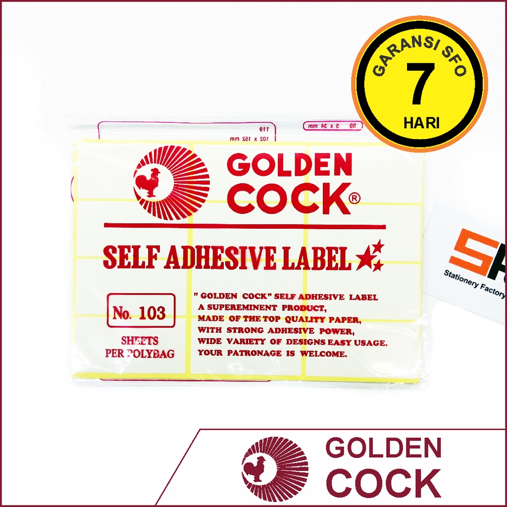 

Label Sticker Golden Cock 103 (32x64mm) - SFO Semarang Official