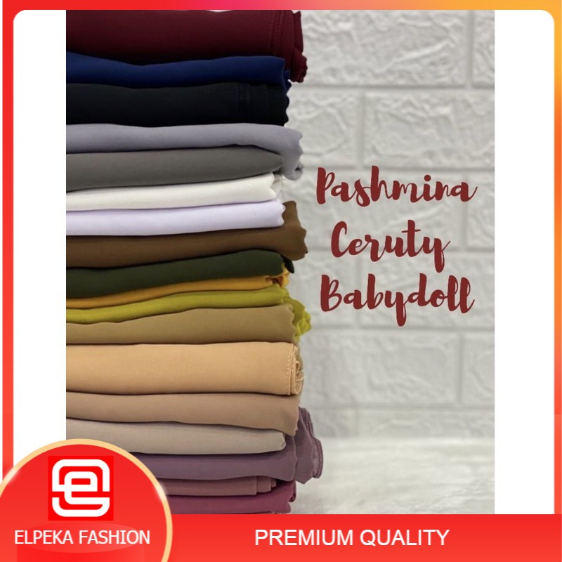 Pashmina Ceruty Premium Import Jilbab Pashmina polos Warna Murah Elpeka Fashion