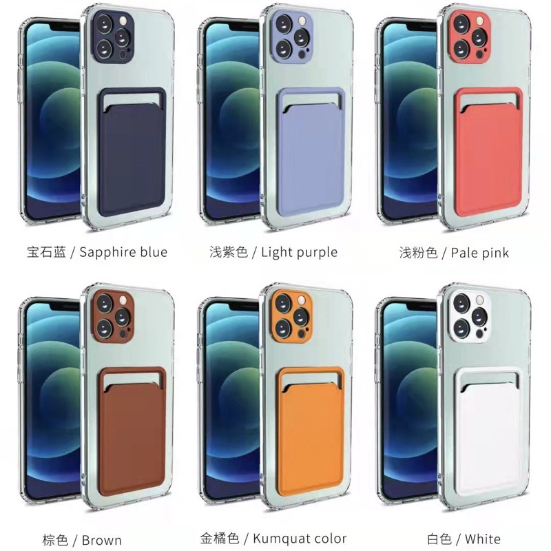 Card Wallet Pocket Soft Case Full Lens Cover for iPhone 6 7 8 6+ 7+ 8+ SE X XS XR 11 12 MINI PRO MAX